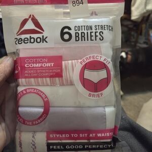 Reebok Cotton Stretch Briefs - White, Pink, Gray